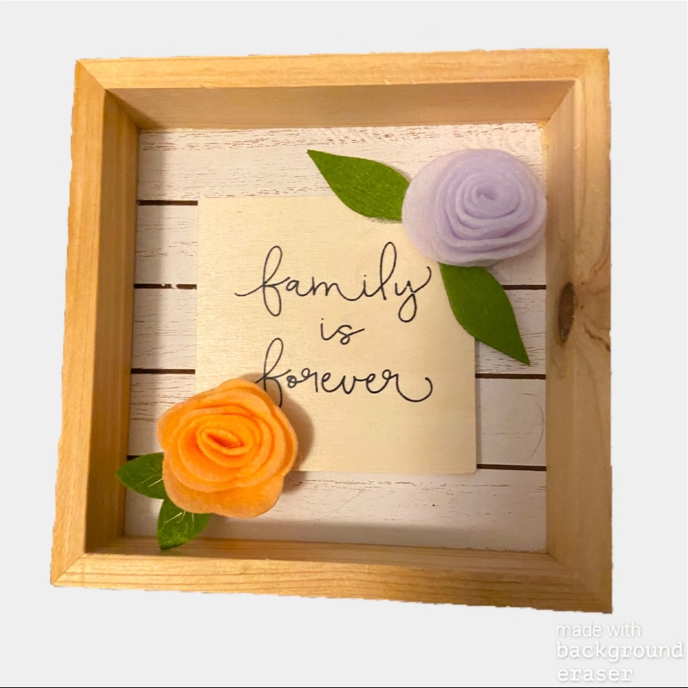 Simple Spring “Family is Forever” wall hanging